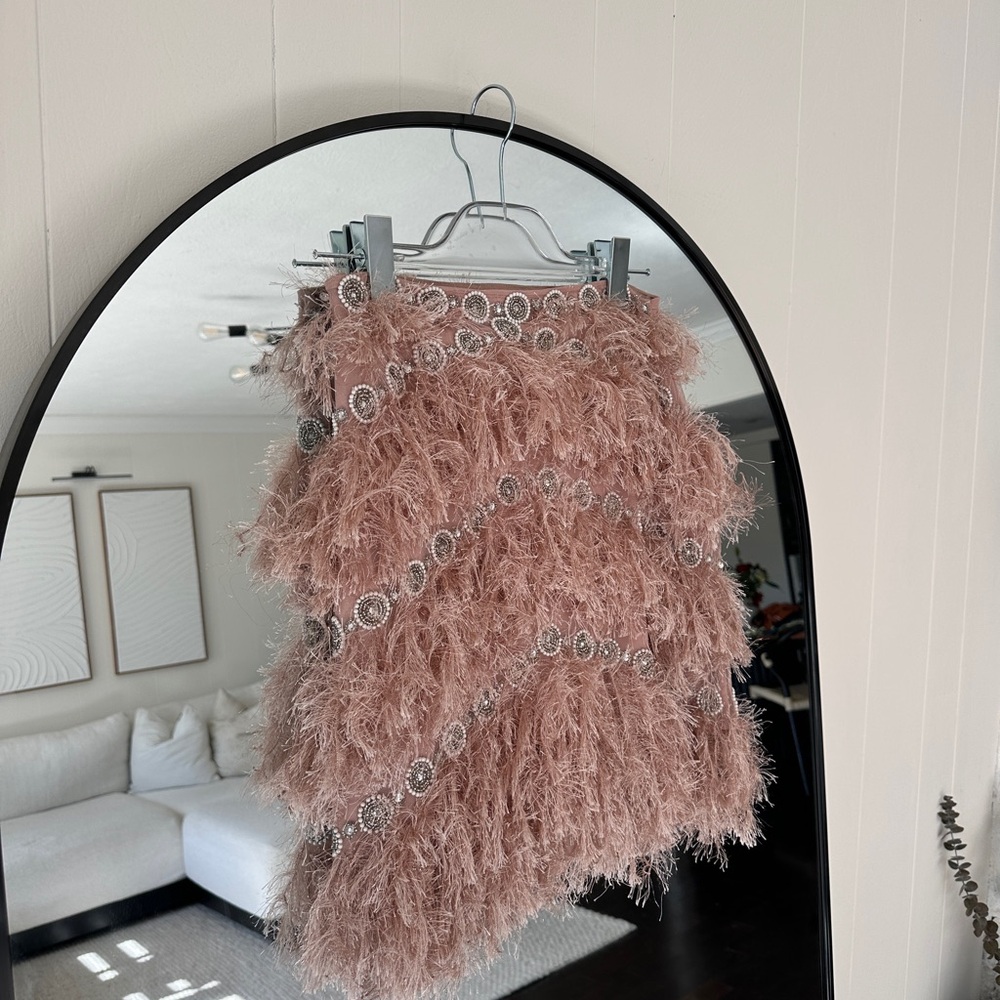 ASOS Blush Feathered Jacket with Silver Details - Picture 9 of 11